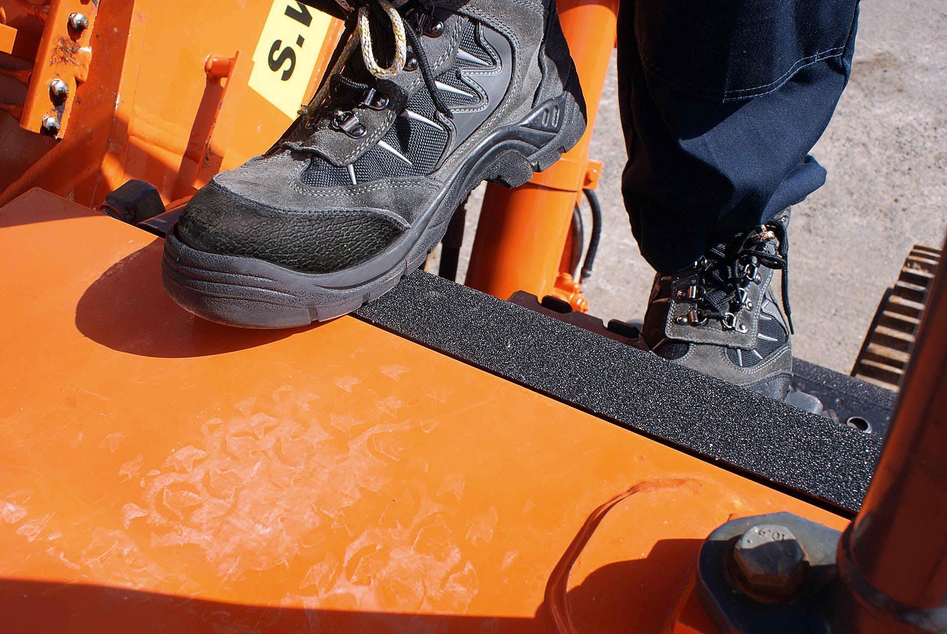 Duraline Grip Tape on Stairs with a boot gripping to the tape