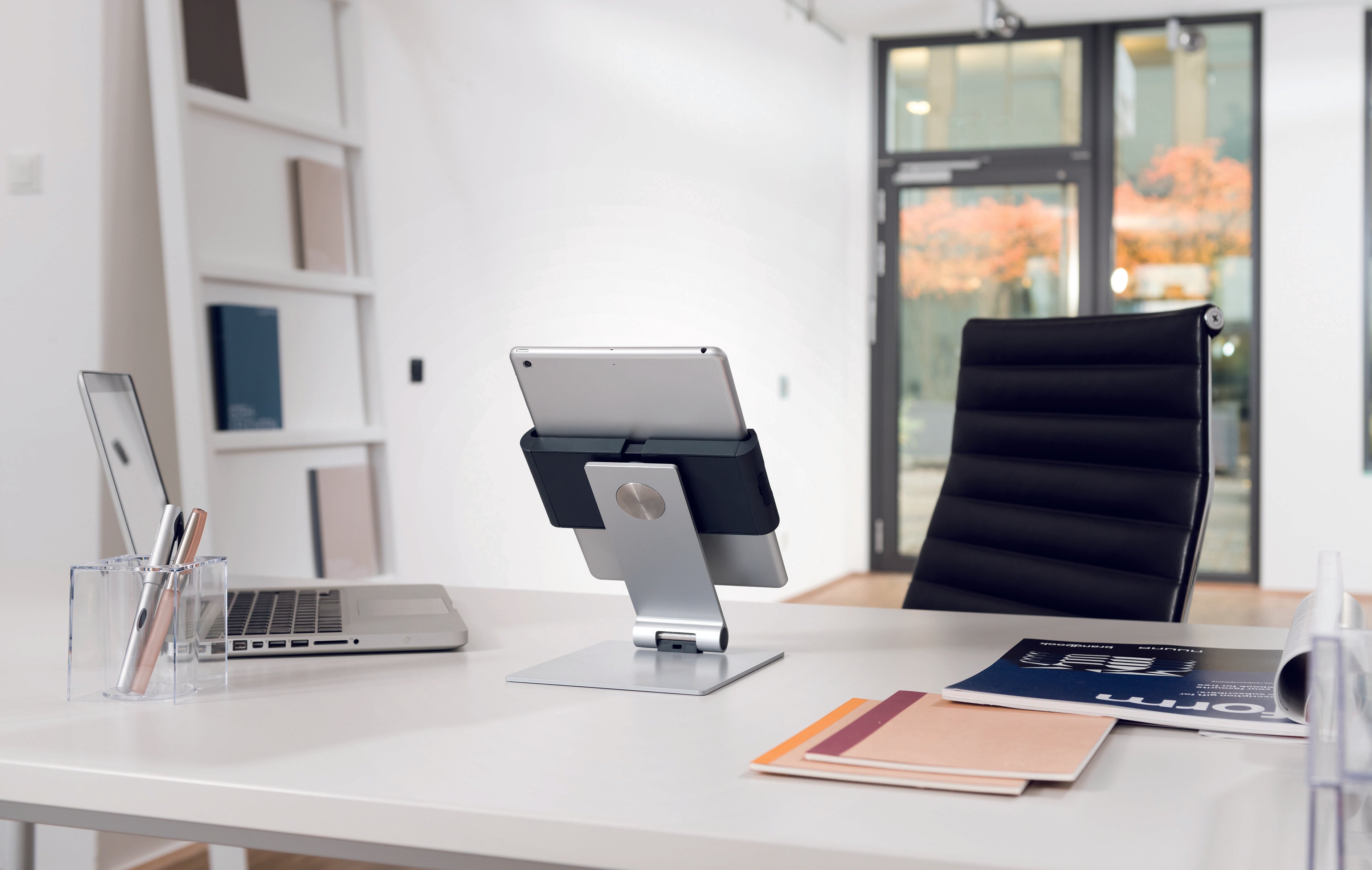 Tablet stand on a desk
