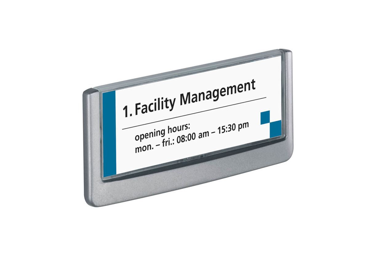 Durable Adhesive CLICK SIGN Wall Mounted Door Sign Holder | 5.87 x 2.05" | Gray