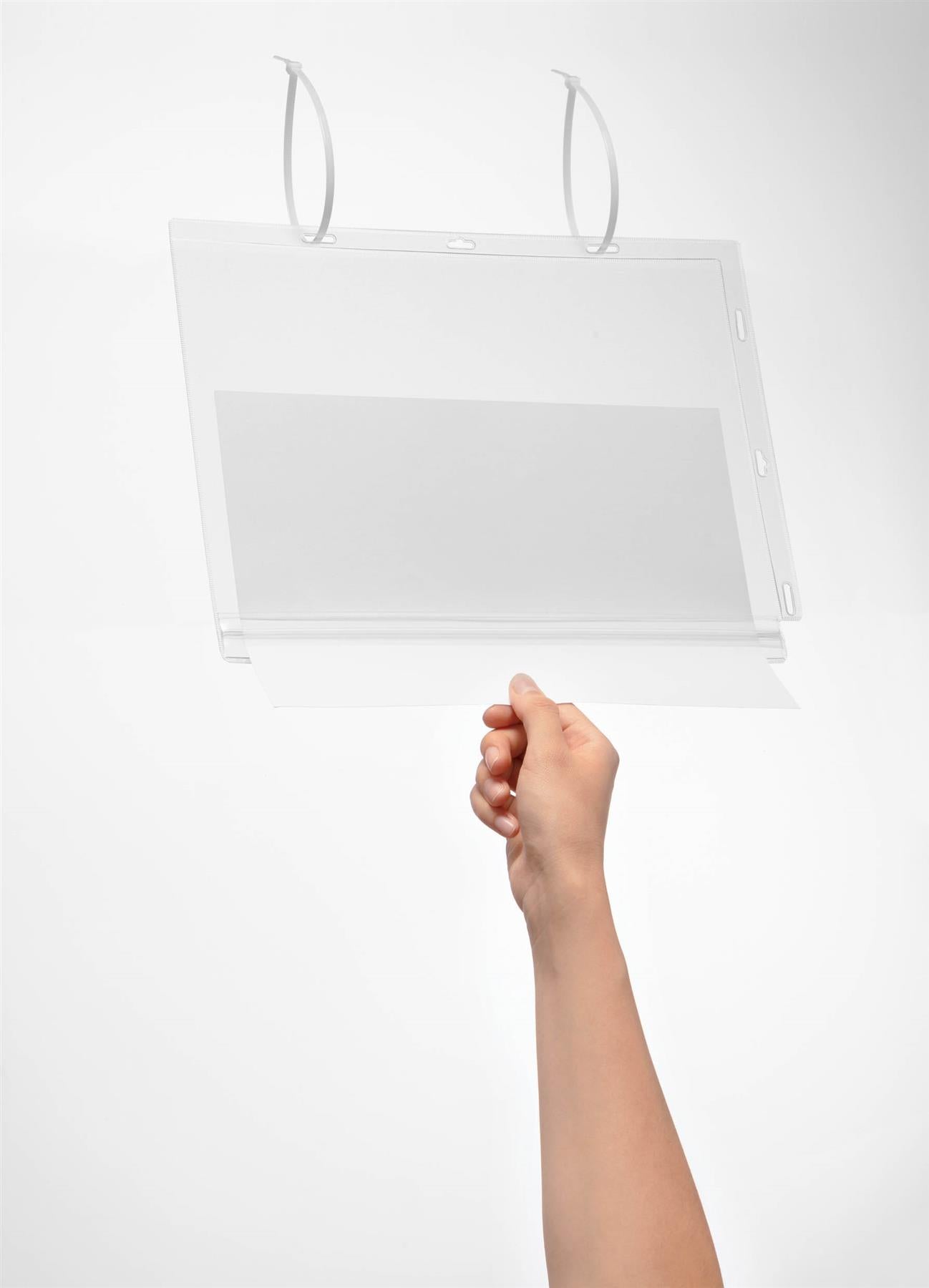 Durable Water Resistant UV Anti-Reflective Cable Tie Pockets | 5 Pack | Letter Size Clear