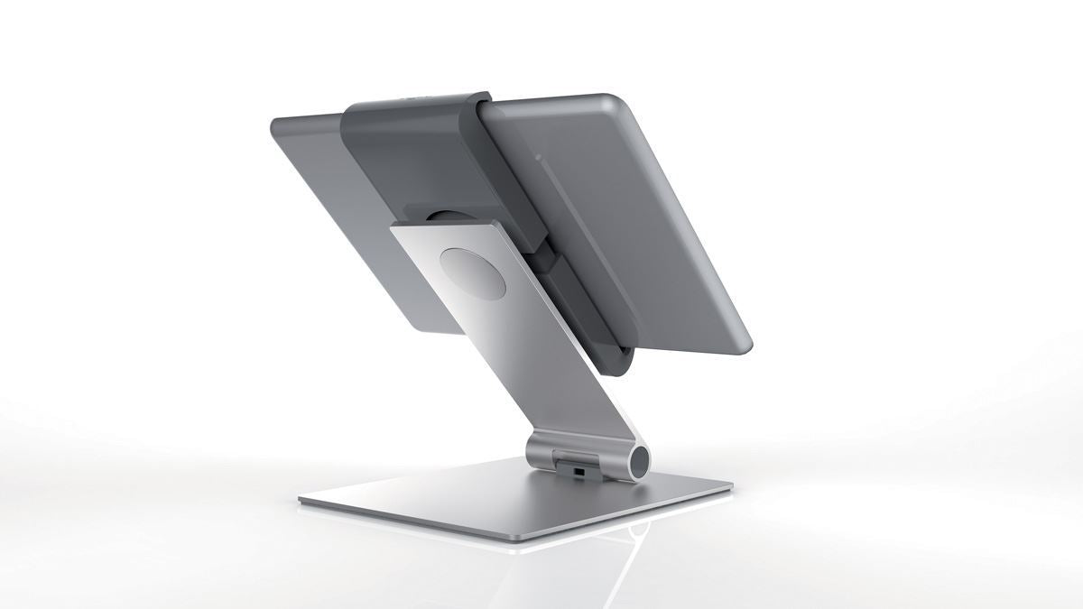 Durable Aluminum Foldable Tablet Holder iPad Desk Stand | Lockable & Rotatable