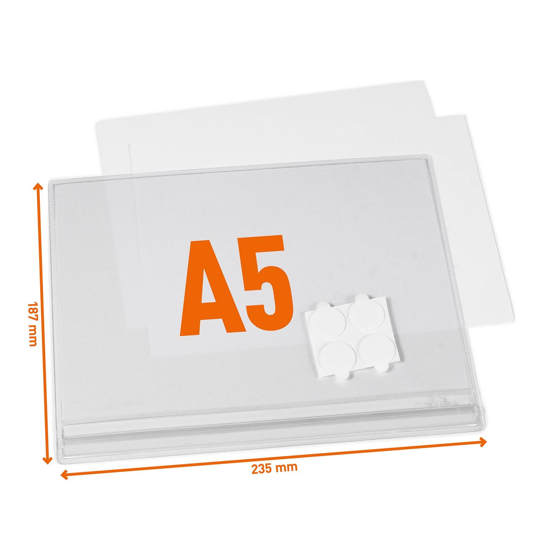 Durable Water Resistant UV Anti-Reflective Adhesive Pockets | 5 Pack | Half Letter Size Clear