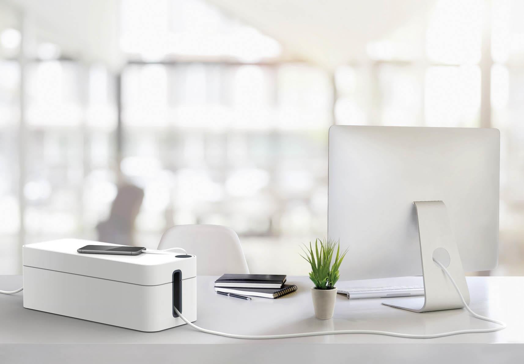 Durable CAVOLINE Cable Management Box Organizer Wire Tidy | Large | Gray