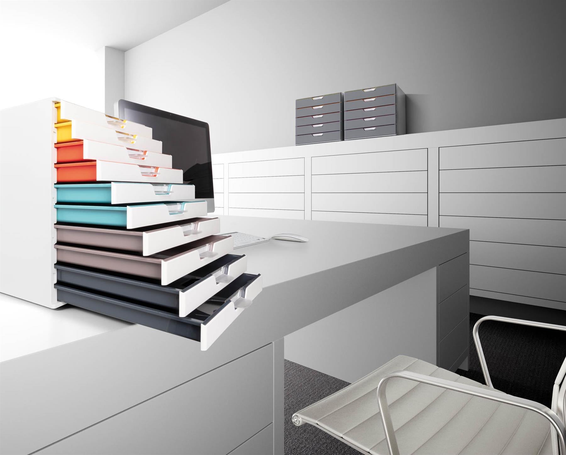 Durable VARICOLOR MIX Desktop Organizer 10 Drawer Color Coded Storage | Letter Size