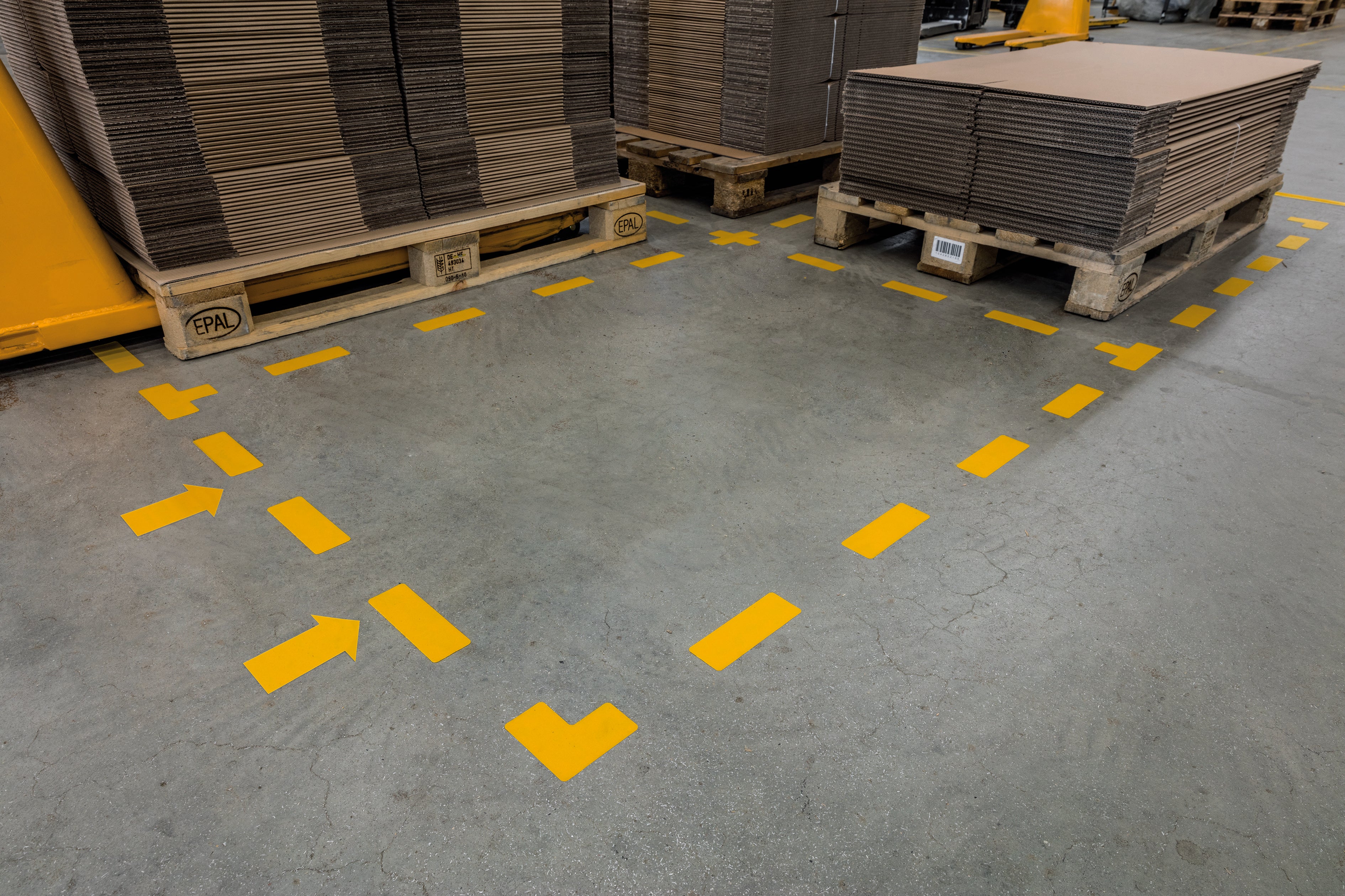 Durable Heavy Duty Adhesive Floor Marking Cross Shape | 10 Pack | Yellow