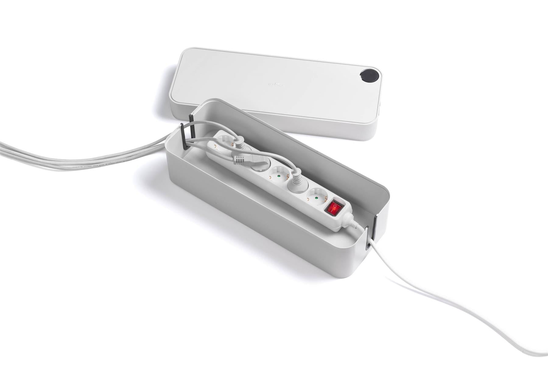 Durable CAVOLINE Cable Management Box Organizer Wire Tidy | Large | Gray