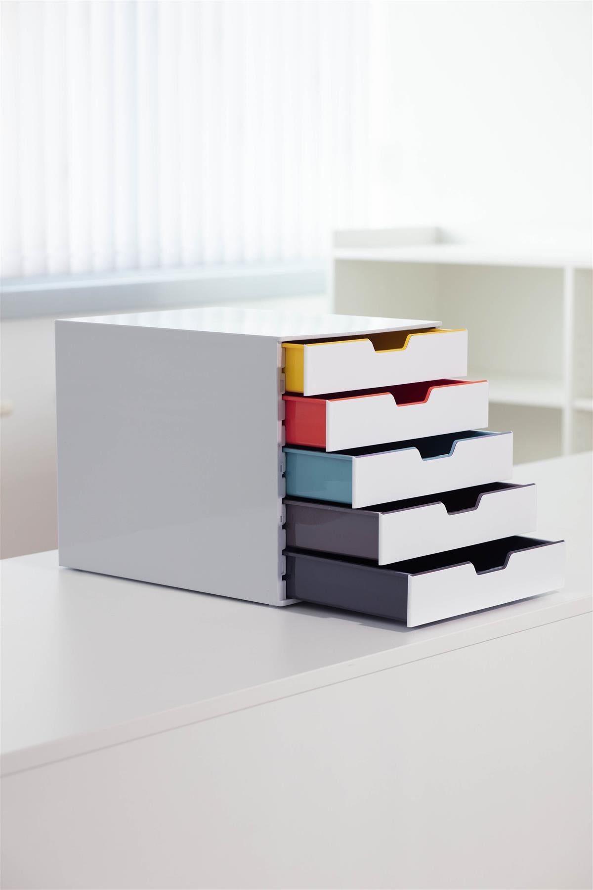 Durable VARICOLOR MIX Desktop Organizer 5 Drawer Color Coded Storage | Letter Size