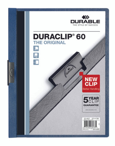 Durable DURACLIP Report Cover | Letter Size | 60 Sheet Capacity | Dark Blue | 25 Box