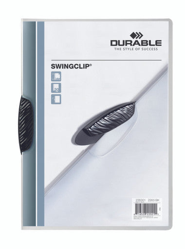 Durable SWINGCLIP Report Cover | Letter Size | 30 Sheet Capacity | Black Clip | 25 Box