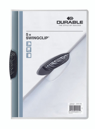Durable SWINGCLIP Report Cover | Letter Size | 30 Sheet Capacity | Black Clip | 5 Pack