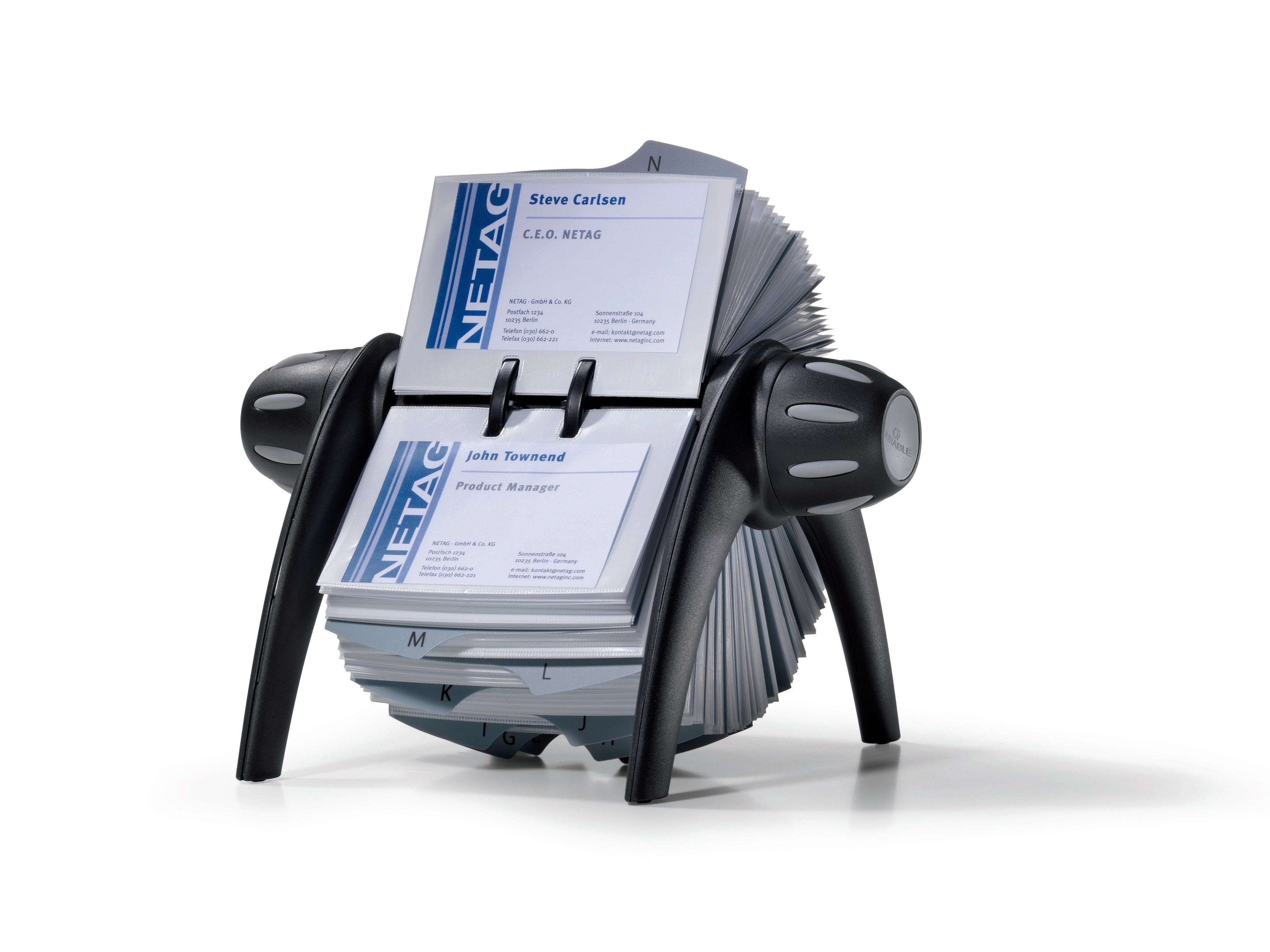 Durable VISIFIX 400 Card Rotary Business Card Holder File | A-Z Index | Black