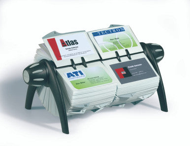 Durable VISIFIX Black Flip Duo Rotary Business Card File | Black