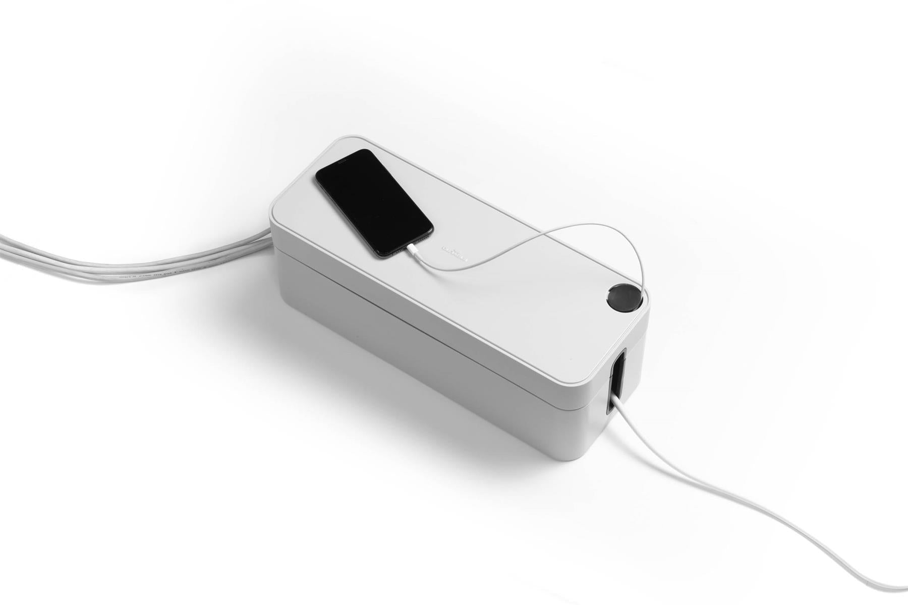 Durable CAVOLINE Cable Management Box Organizer Wire Tidy | Large | Gray