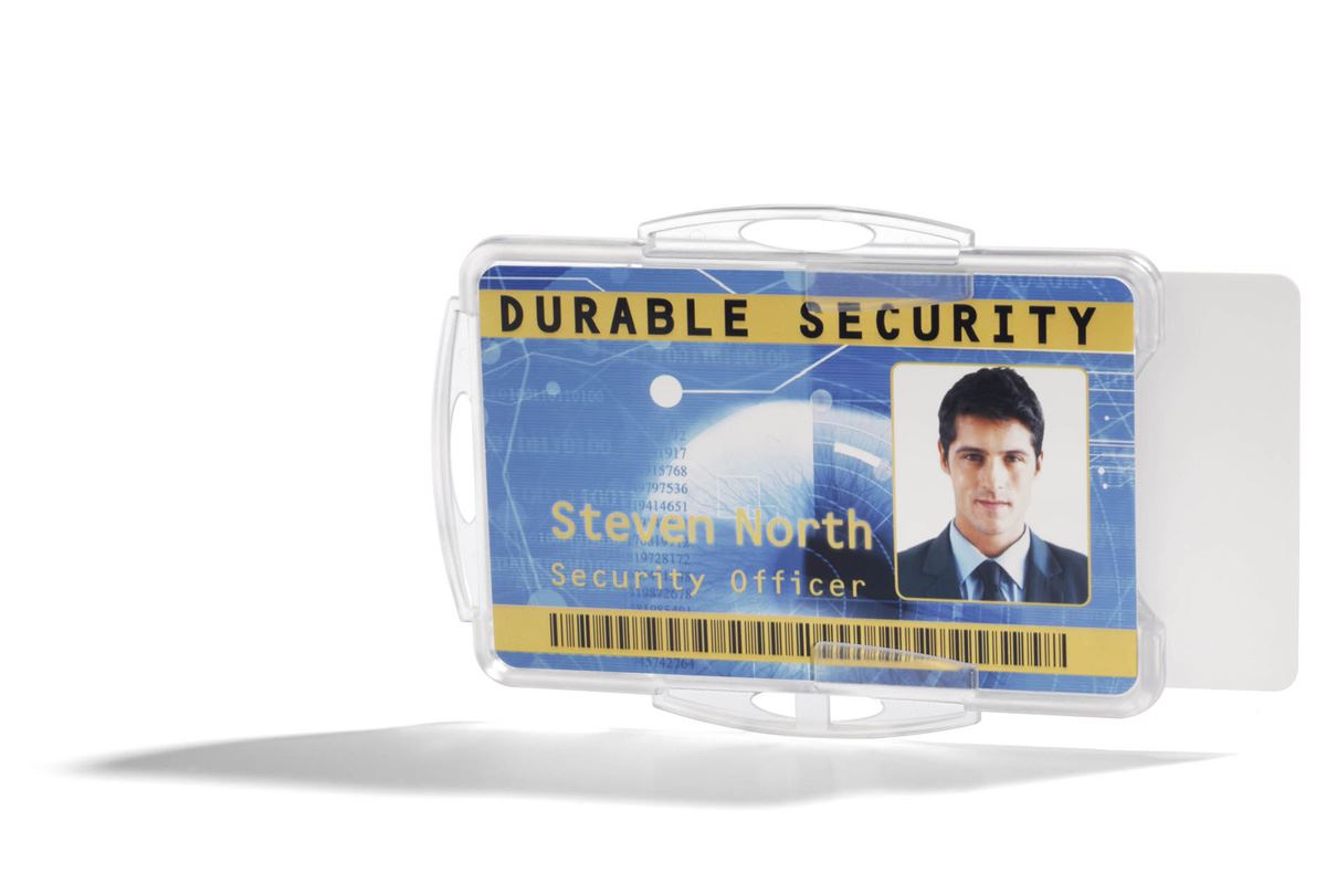 Durable DUO 2 Card Security Pass ID Badge Holders for Lanyards | 10 Pack | Clear