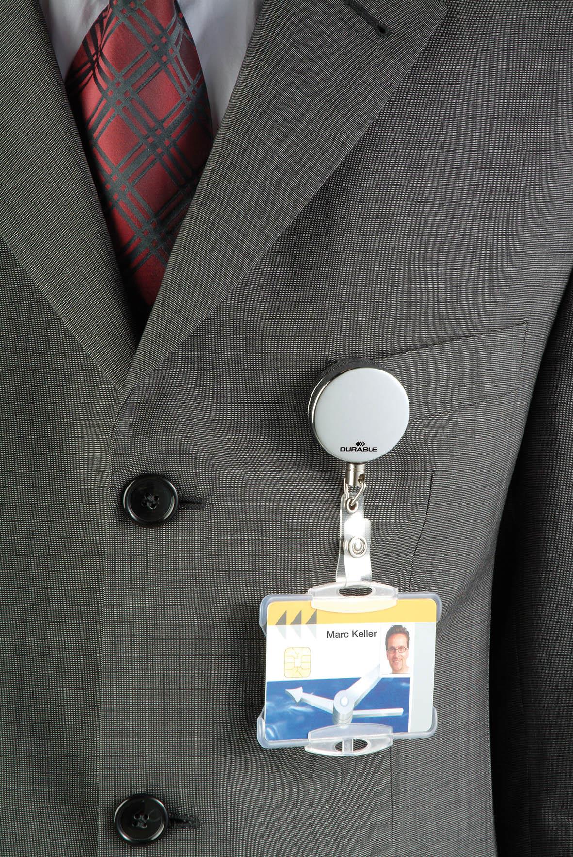 Durable Secure Retractable Chrome Badge Reels for ID & Keys | 10 Pack | Silver