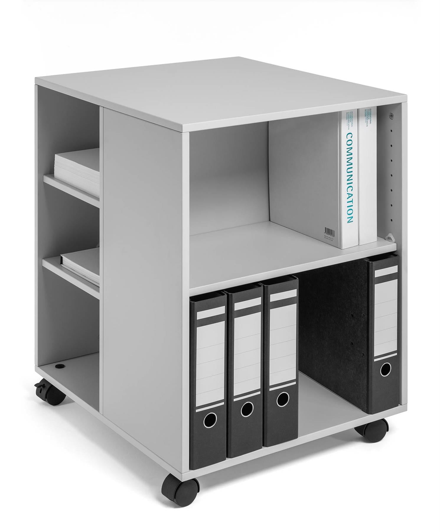 Durable 6 Shelve Office Filing Storage Trolley on Wheels | 75cm Gray