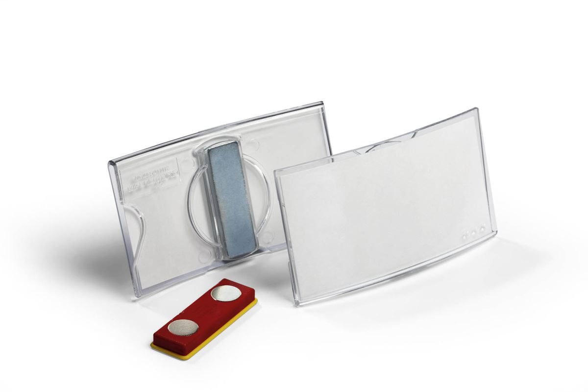Durable CONVEX Magnetic Name Tag Badge Holders & Inserts | 25 Pack | 1.56" x 2.93" Inches