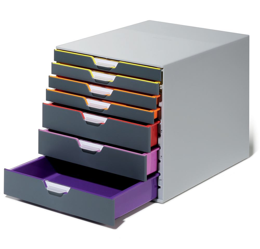 Durable VARICOLOR Desktop Organizer 7 Drawer Color Coded Modular Storage | Letter Size