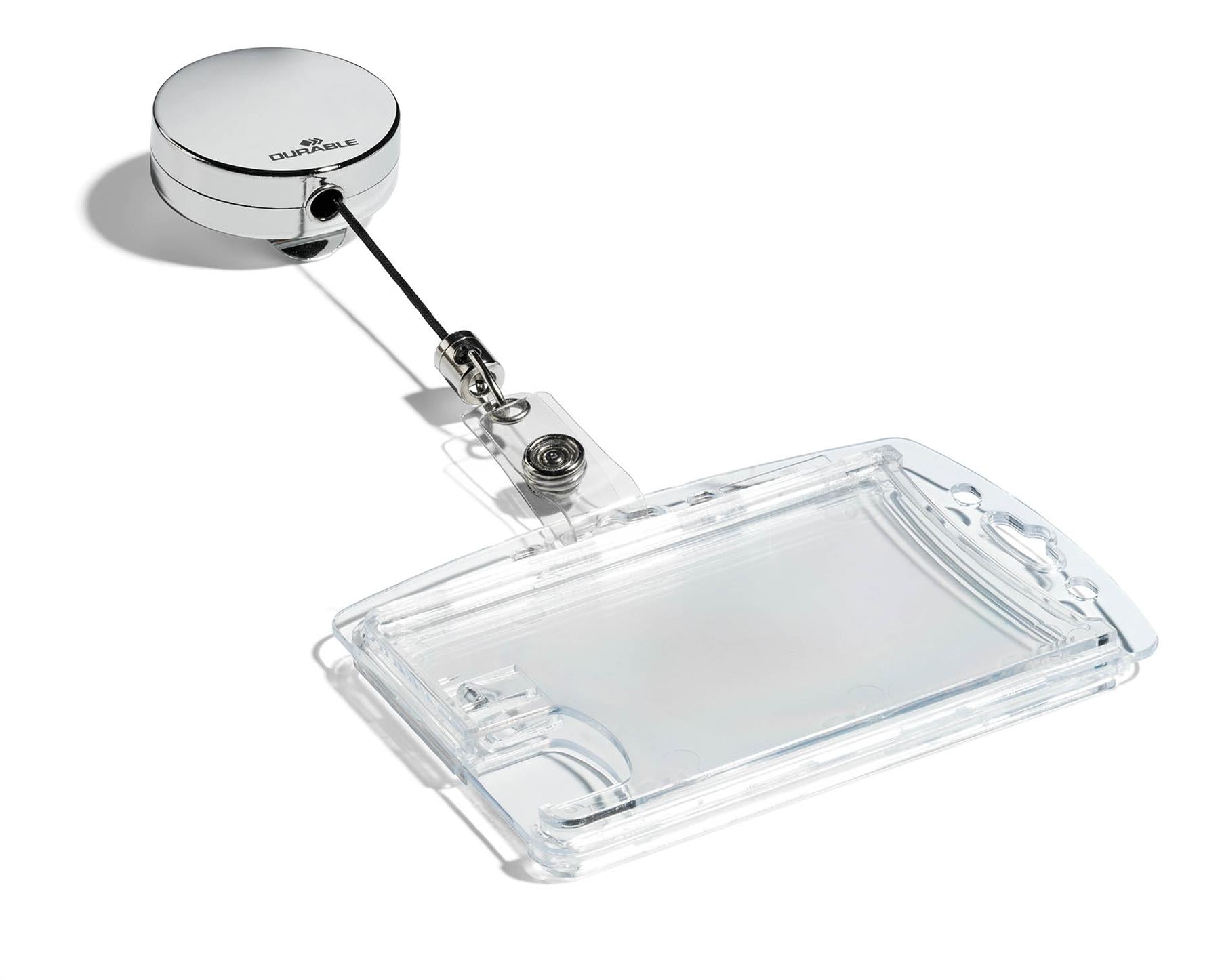 Durable Secure Retractable Chrome Badge Reels for ID & Keys | 10 Pack | Silver