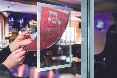 Durable DURAFRAME Sun Static-Cling Magentic Sign Holder | Letter 8.5" x 11" | Silver | 2 Pack