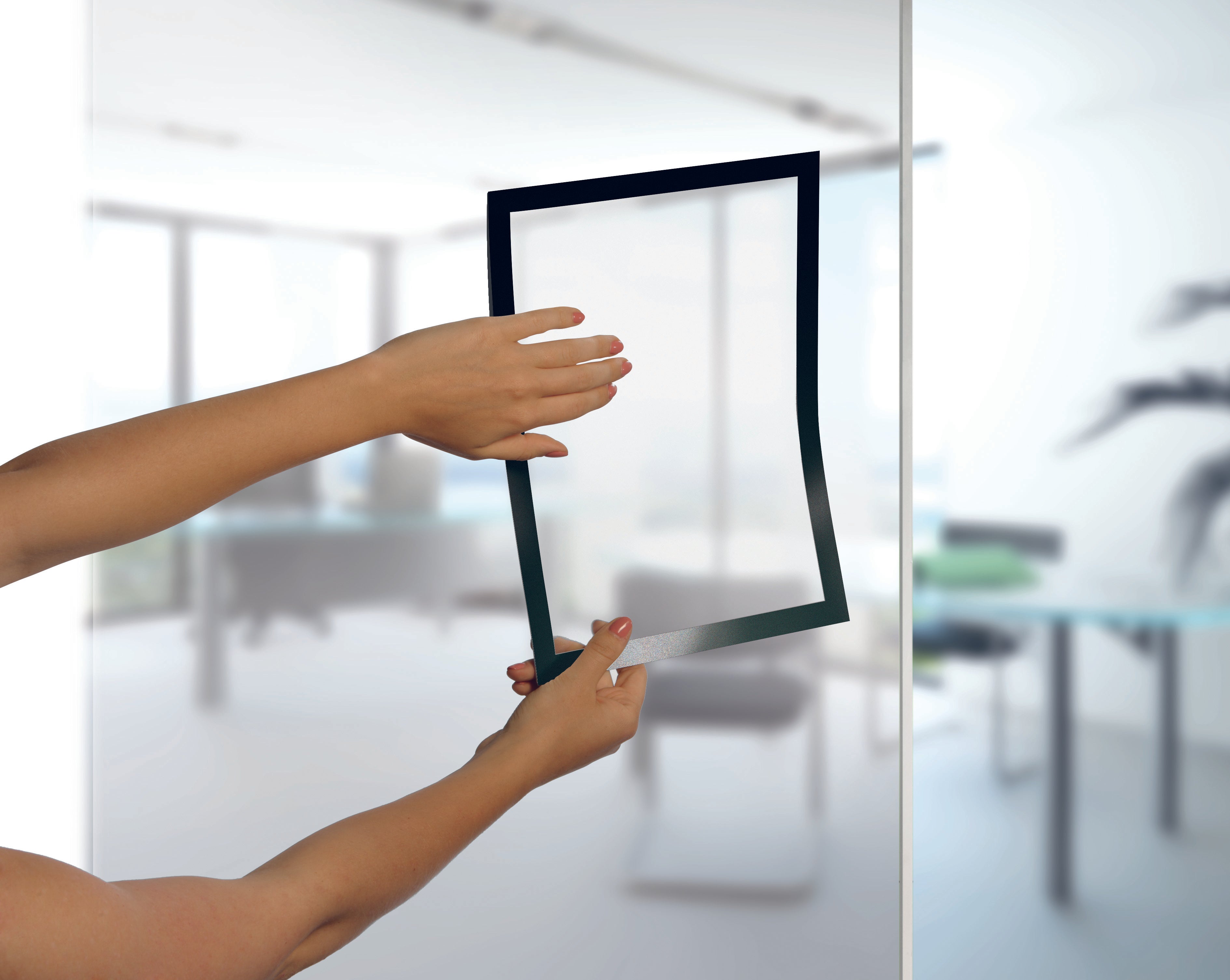 Durable DURAFRAME Self-Adhesive Sign Holder | Letter 8.5" x 11" | Black | 2 Pack