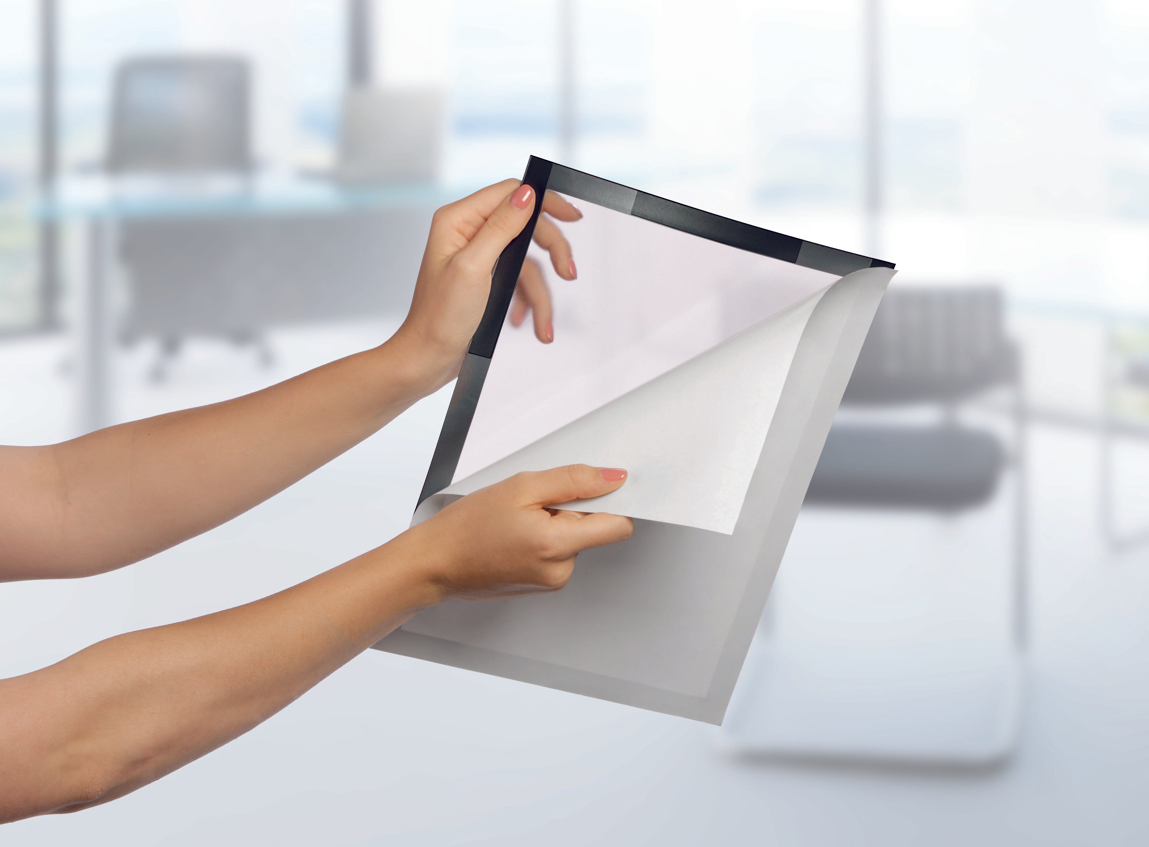 Durable DURAFRAME Self-Adhesive Sign Holder | Letter 8.5" x 11" | Black | 2 Pack