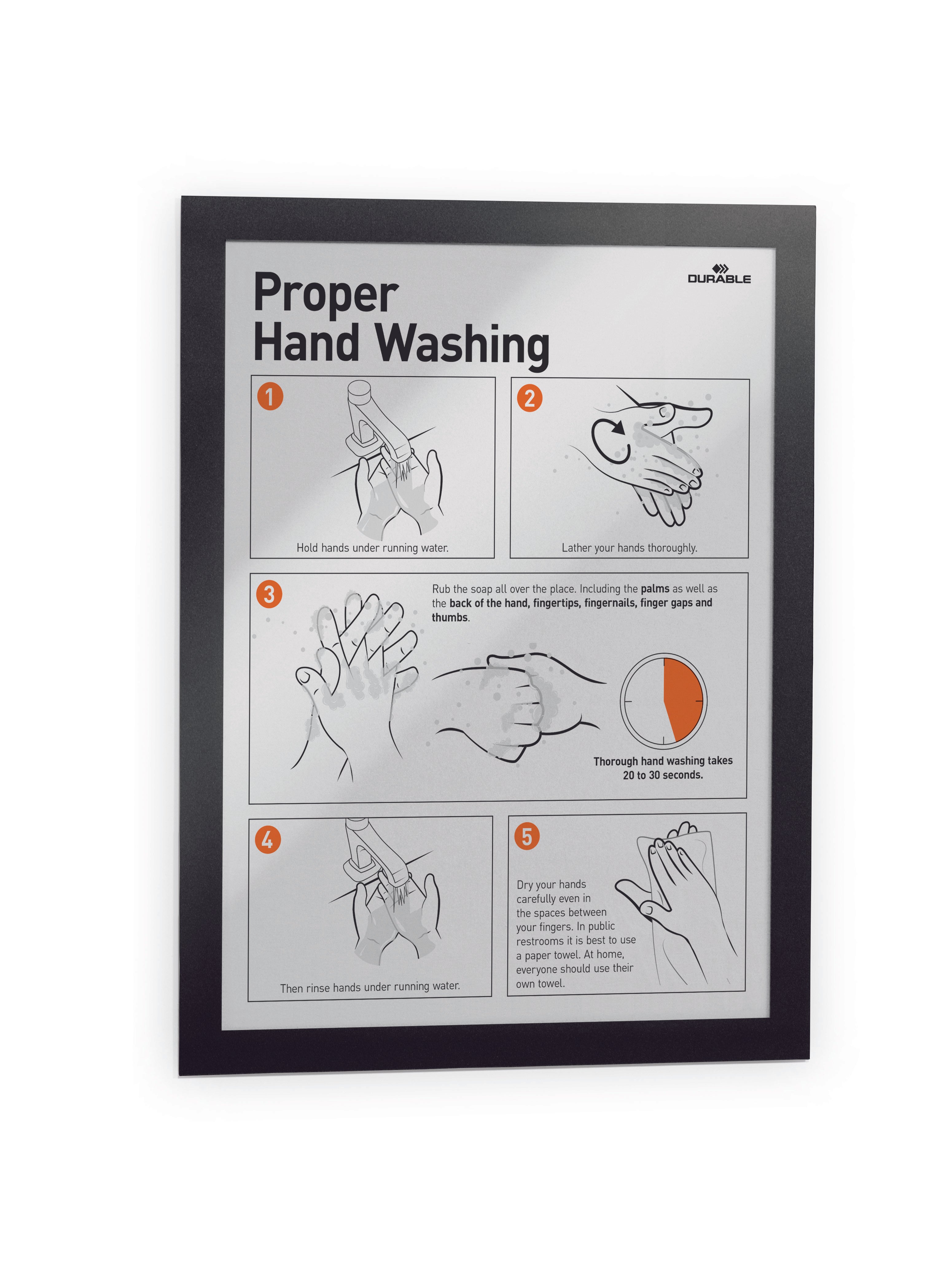 Durable DURAFRAME Self-Adhesive Sign Holder | Letter 8.5" x 11" | Black | 2 Pack