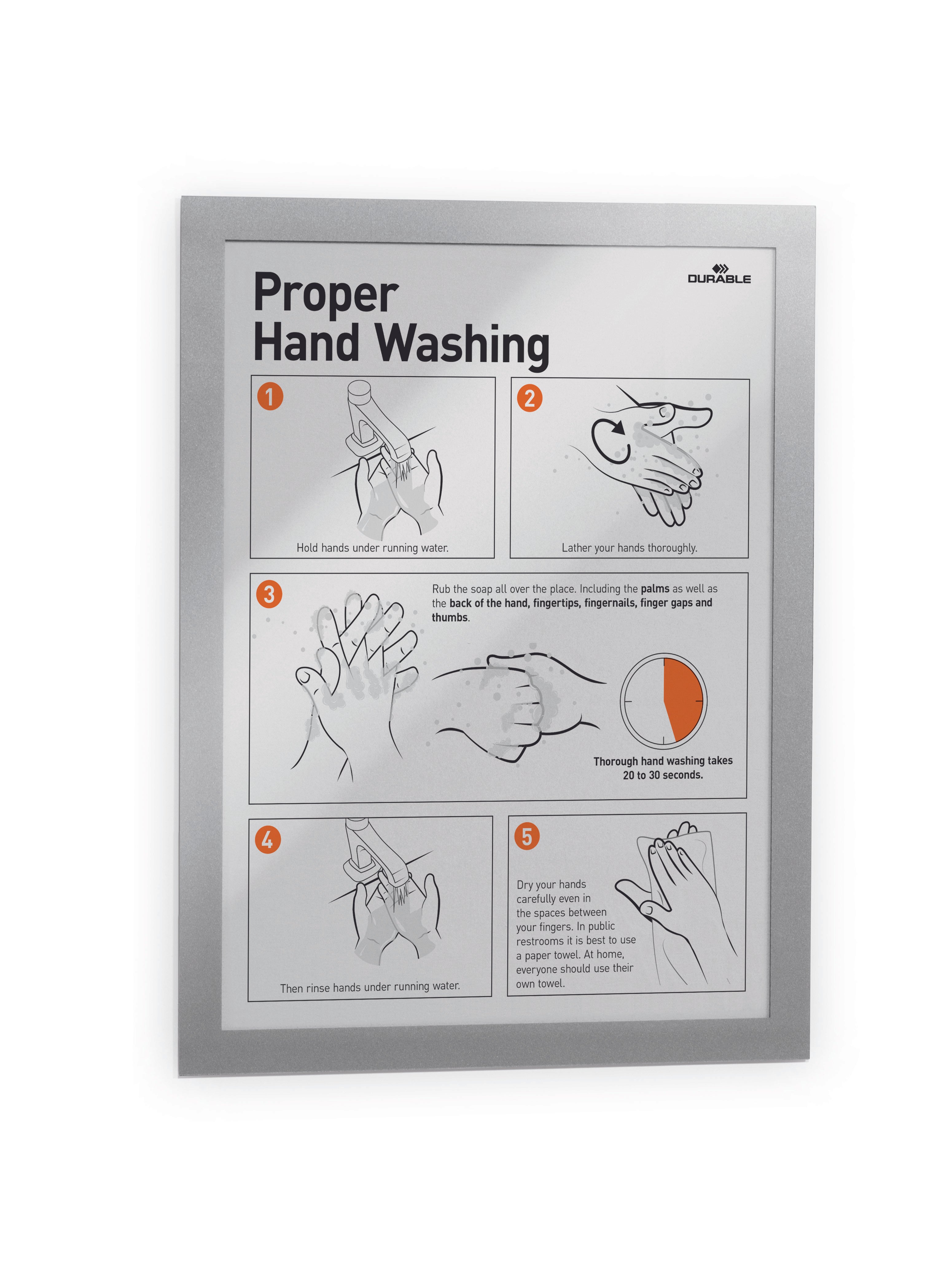 Durable DURAFRAME Self-Adhesive Sign Holder | Letter 8.5" x 11" | Silver | 2 Pack