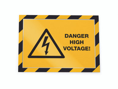 Durable DURAFRAME Security Self-Adhesive Sign Holder | Letter Size 8.5" x 11" | Yellow & Black | 2 Pack