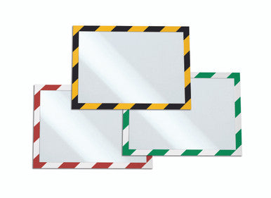 Durable DURAFRAME Security Self-Adhesive Sign Holder | Letter Size 8.5" x 11" | Yellow & Black | 2 Pack