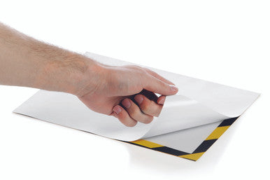 Durable DURAFRAME Security Self-Adhesive Sign Holder | Letter Size 8.5" x 11" | Yellow & Black | 2 Pack