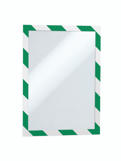 Durable DURAFRAME Security Self-Adhesive Sign Holder | Letter Size 8.5" x 11" | Green & White | 2 Pack
