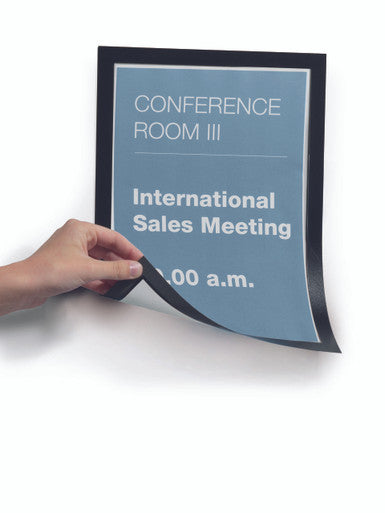 Durable DURAFRAME Magnetic Sign Holder | Letter Size 8.5" x 11" | Black | 2 Pack