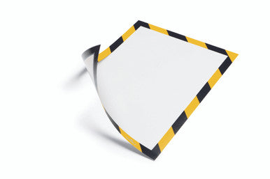 Durable DURAFRAME Security Magnetic Sign Holder | Letter Size 8.5" x 11" | Yellow & Black | 2 Pack