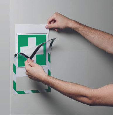 Durable DURAFRAME Security Magnetic Sign Holder | Letter Size 8.5" x 11" | Green & White | 2 Pack