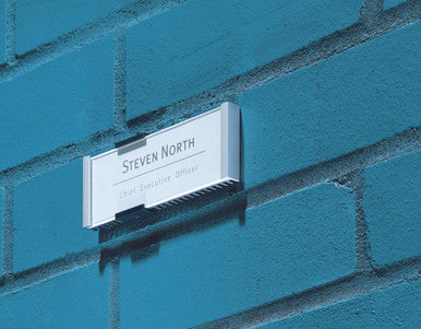 Durable Wall Mounted Office Info Sign - Easy to Update 6.125" x 2.25" - Aluminum