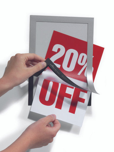 Durable DURAFRAME Self-Adhesive Sign Holder | Half-Letter 5.5" x 8.5" | Silver | 2 Pack