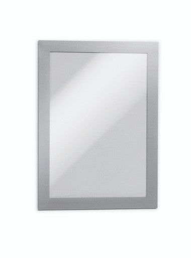 Durable DURAFRAME Self-Adhesive Sign Holder | Half-Letter 5.5" x 8.5" | Silver | 2 Pack