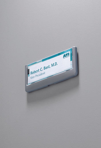 Durable CLICK SIGN with Cubicle Panel Pin | Gray | 5.875" x 2.125" Inches