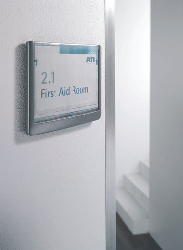 Durable Click Sign for Walls, Glass or Partitions - 5.875" x 4.125" - Graphite