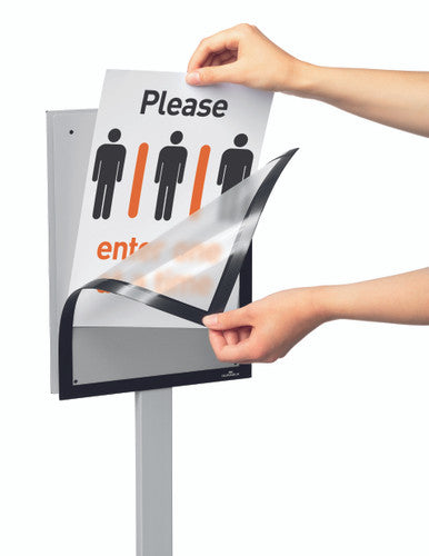 Durable Info Floor Stand with DURAFRAME Document Frames | Letter-Size 8.5" x 11"