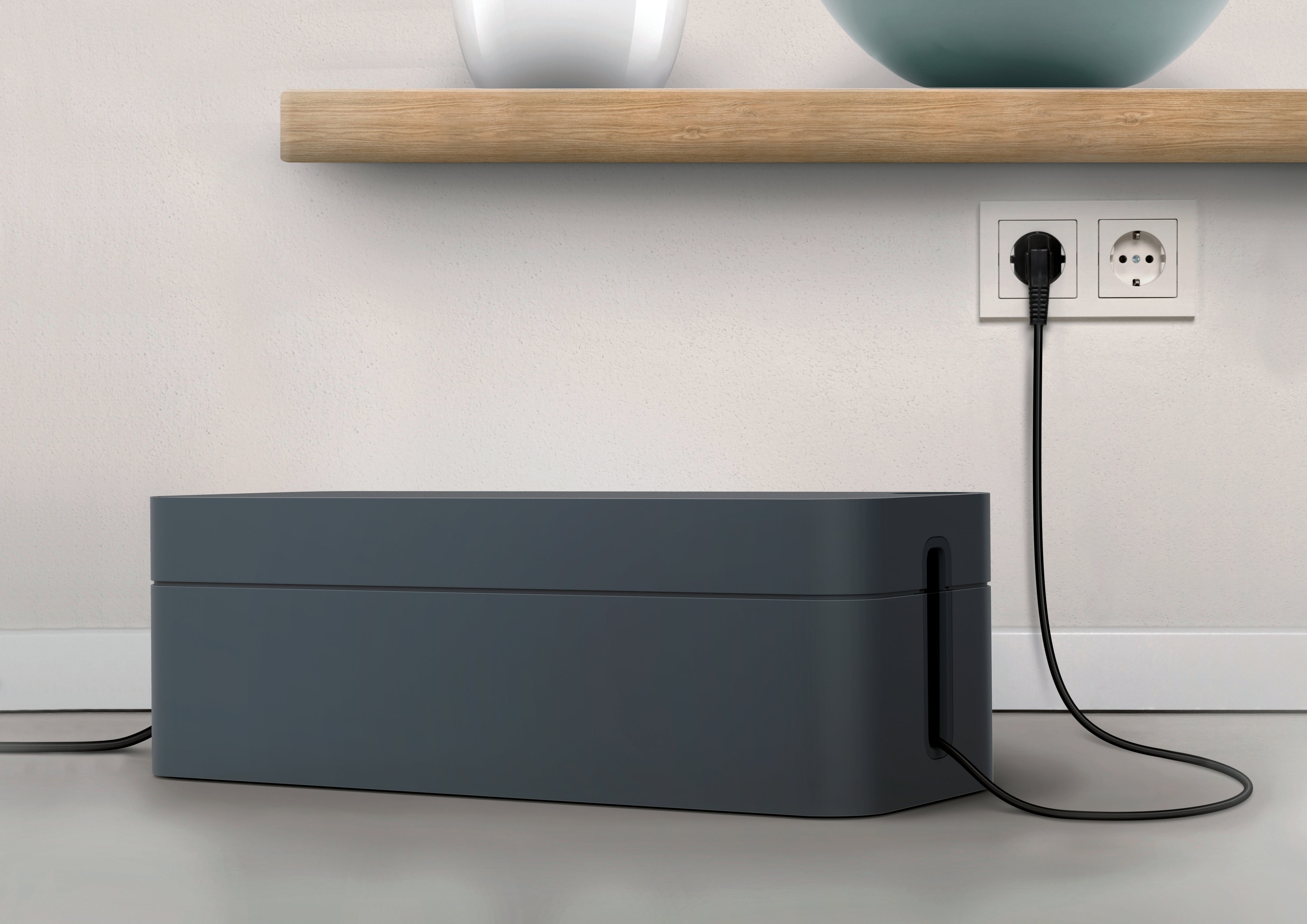 Durable CAVOLINE Cable Management Box Organizer Wire Tidy | Large | Graphite