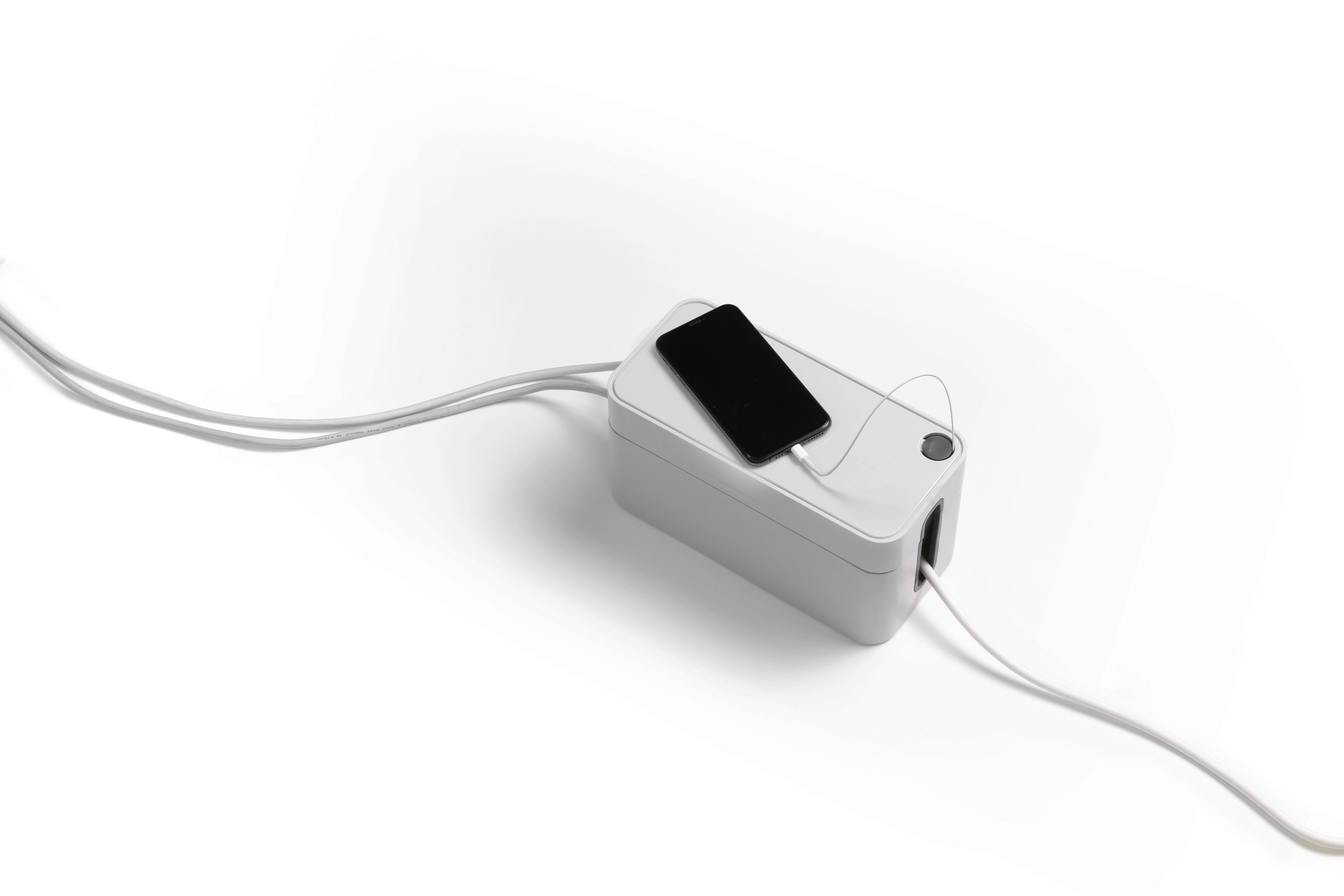 Durable CAVOLINE Cable Management Box Organizer Wire Tidy | Small | Gray