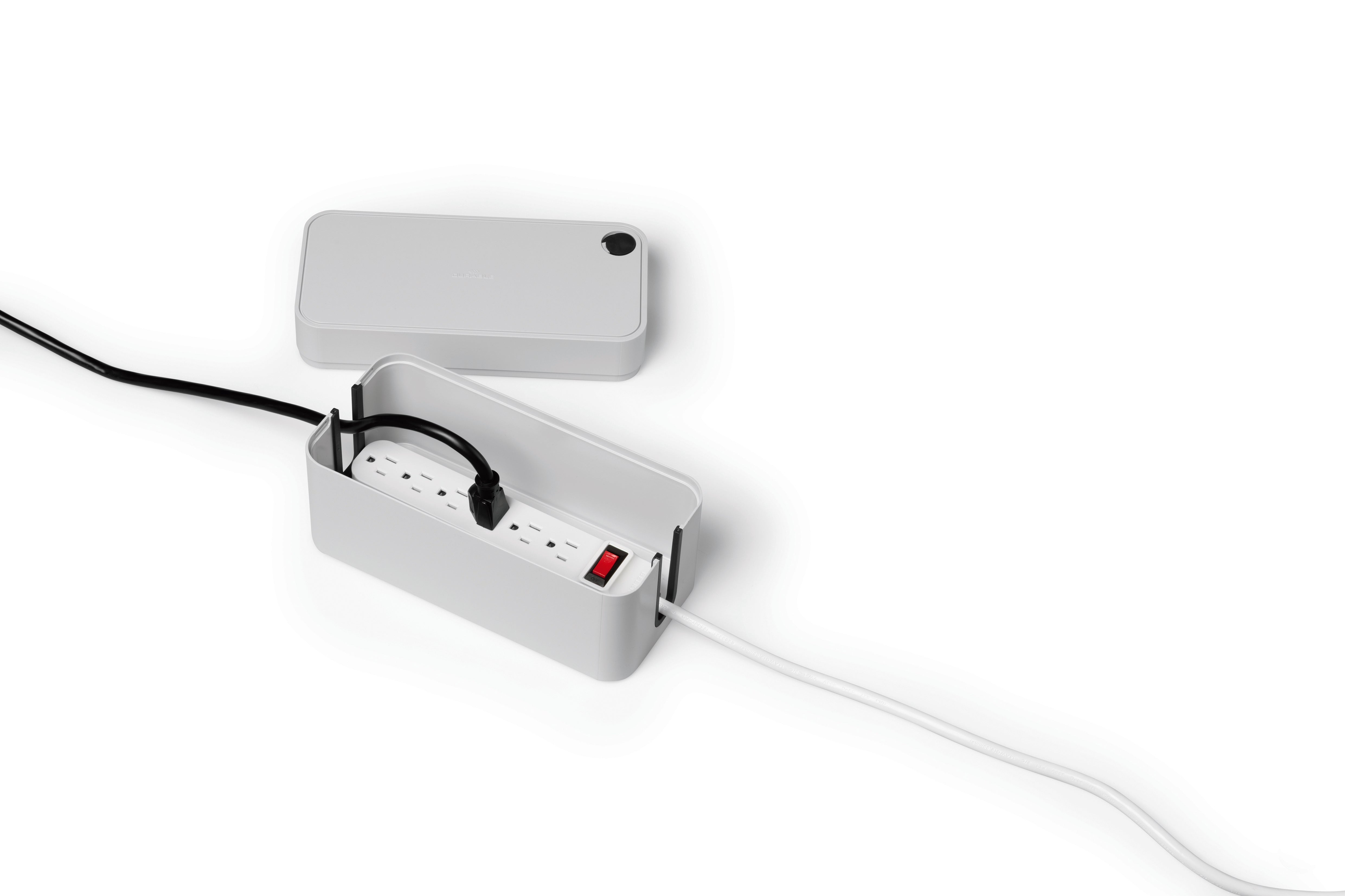 Durable CAVOLINE Cable Management Box Organizer Wire Tidy | Small | Gray