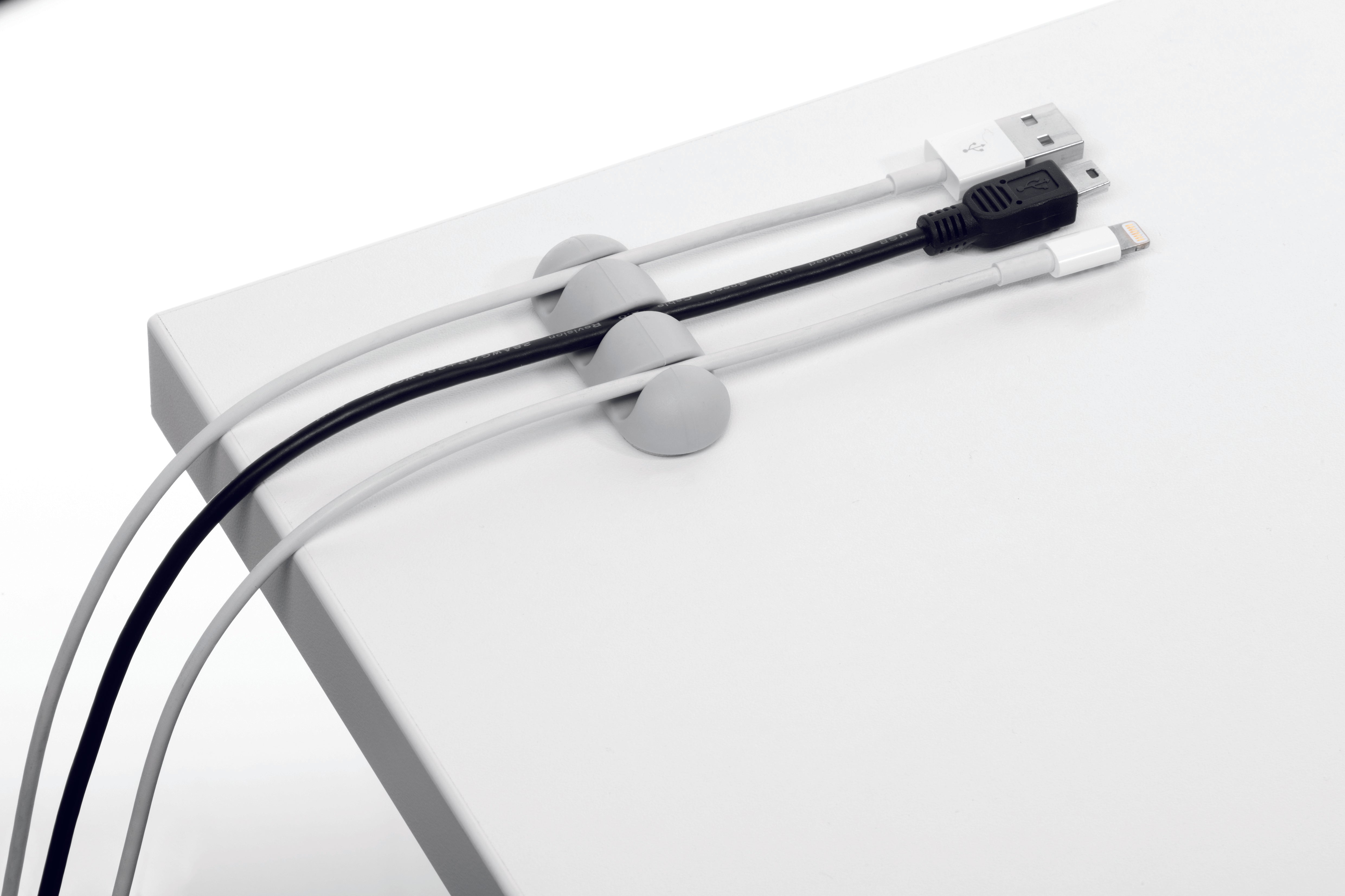 Durable CAVOLINE Cable Management 3 Desk Tidy Clips | 2 Pack | Gray