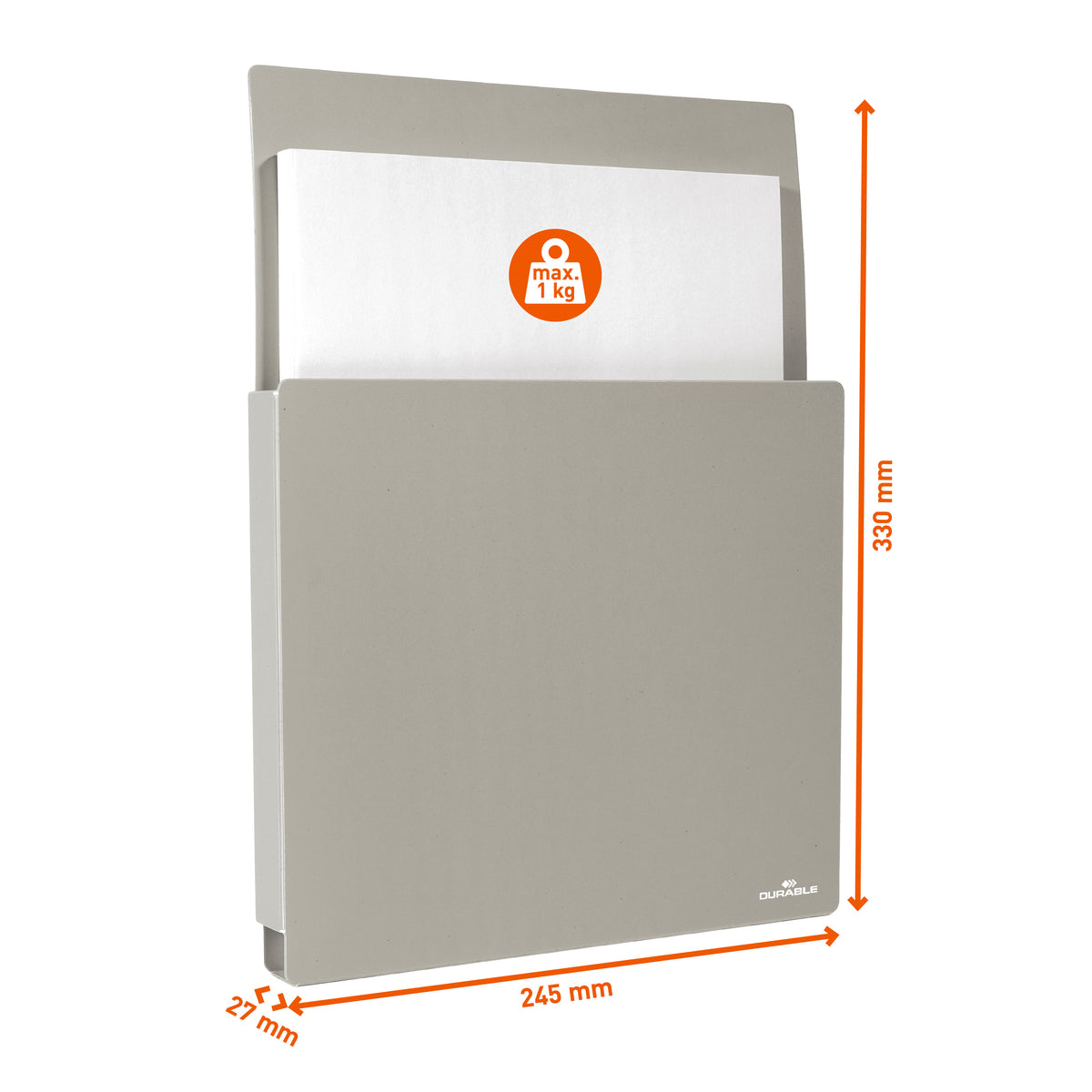 Durable Info Box Magnetic Document File Holder for Metal & Whiteboards | Letter Size Gray