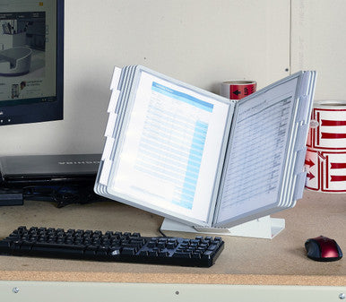 Durable VARIO Antimicrobial Desk Reference System | 10 Panels | Gray