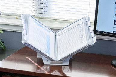 Durable VARIO Antimicrobial Desk Reference System | 10 Panels | Gray