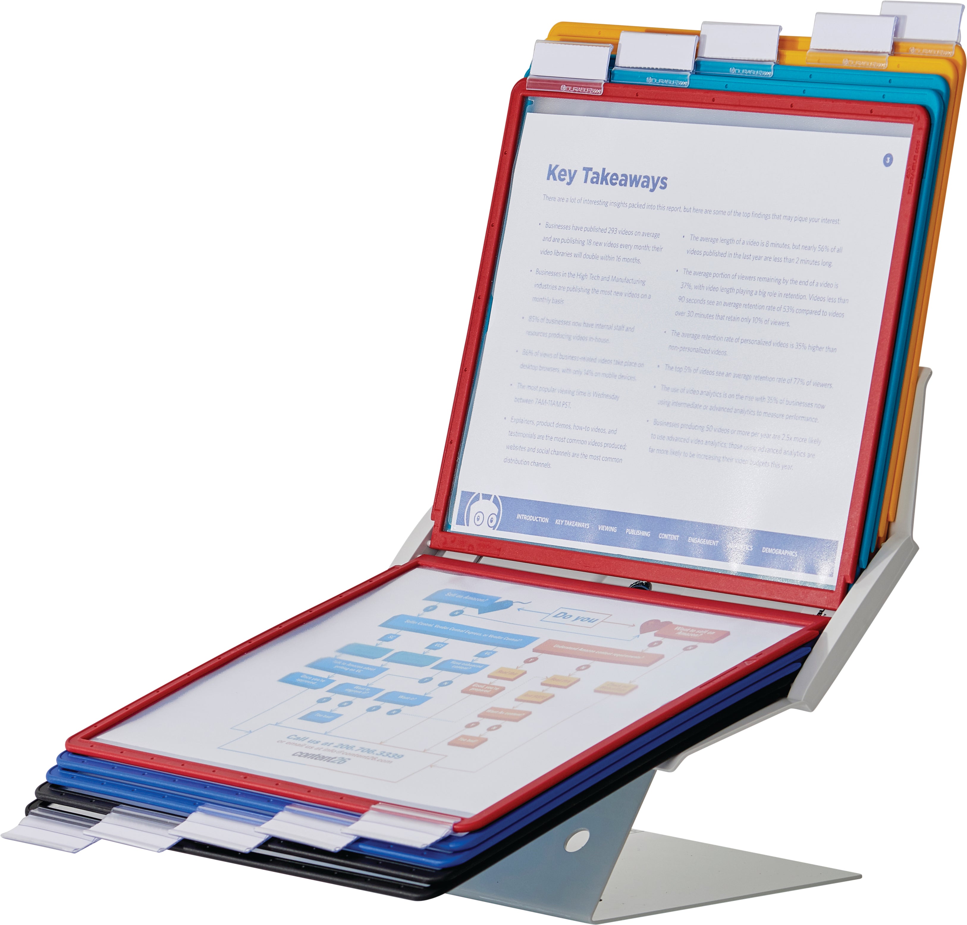 Durable VARIO Pro Rotating Desk and Wall Reference System | 10 Panels | Assorted Colors