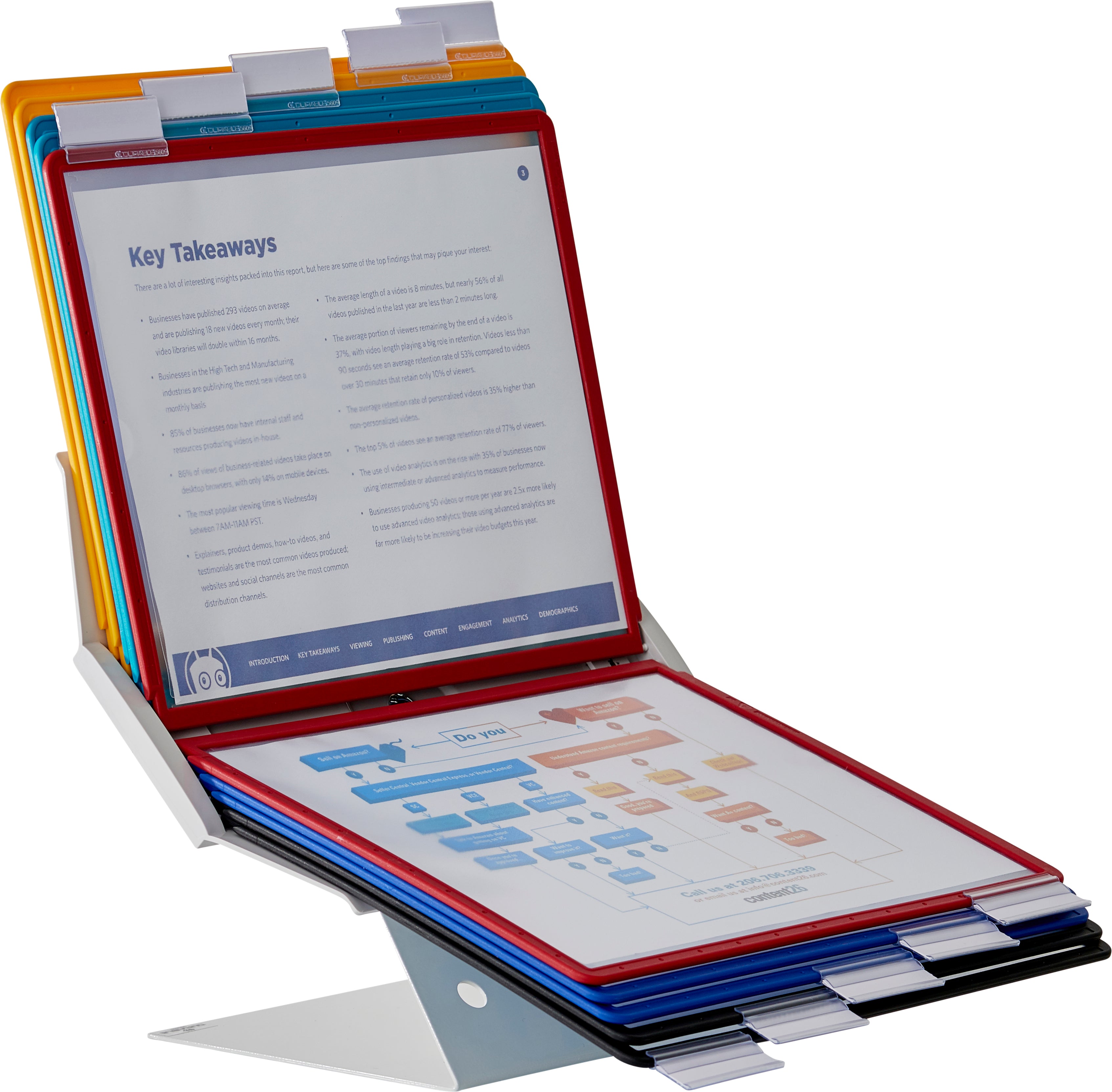 Durable VARIO Pro Rotating Desk and Wall Reference System | 10 Panels | Assorted Colors